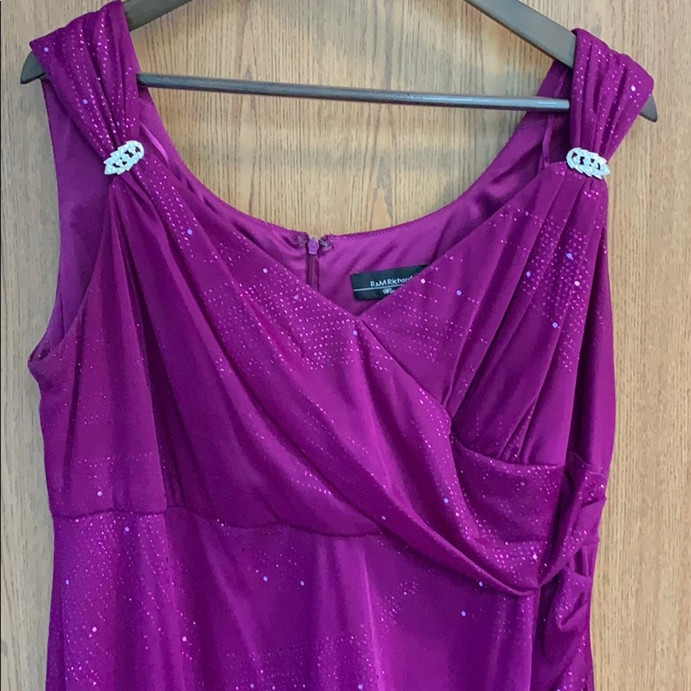 Glittery fuchsia evening dress with empire waist